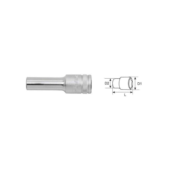 AMPRO 1/2" Drive 11mm Deep Socket - 6 Point Bolt-Fit, T52441 | Professional Tool