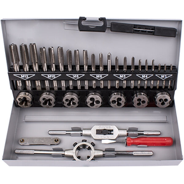 32-Piece Metric Tap and Die Set (3-12mm) for Threading - Steel Case