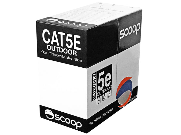 Scoop 305m Box Cat5e Outdoor FTP CCA Cable - TC-305C