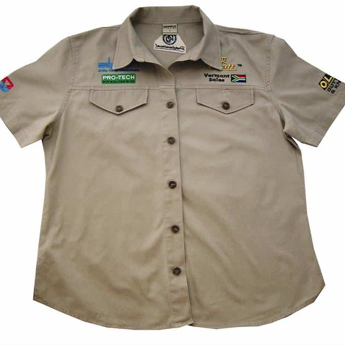 VERMONT LADIES COTTON SHIRT STONE 2XL