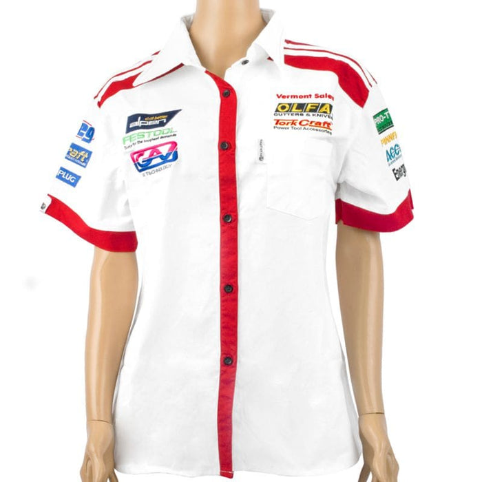 Vermont Ladies White/Red Cotton Shirt 2X-Large - Racing Style Workwear, Chavda.com