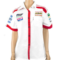 White & Red Cotton Ladies Shirt | Branded Workwear from Chavda.com
