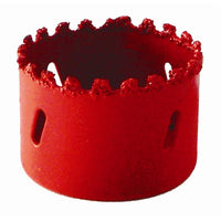 Red 64mm Carbide Grit Hole Saw - Durable Tool for Cutting Tile, Brick, Fiberglass, and More