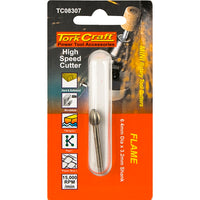TorkCraft Flame Rotary Cutter: High-Speed Steel Engraving Bit for Wood, Plastic, Fiberglass & Soft Metals. 6.4mm Dia, 3.2mm Shank