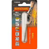 Tork Craft Mini Engraving Cutter 2.4mm Ball - Rotary Tool Accessory for Wood, Plastic, Metal, and More