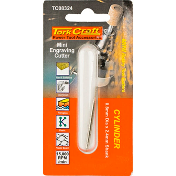 Tork Craft Mini Engraving Cutter 0.8mm Cylinder 2.4mm Shank Diamond Point Rotary Tool