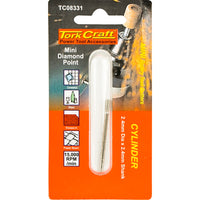 Tork Craft Diamond Point Rotary Tool Bit - 2.4mm Cylinder - for Glass, Ceramic, Stone - Power Tool Accessories