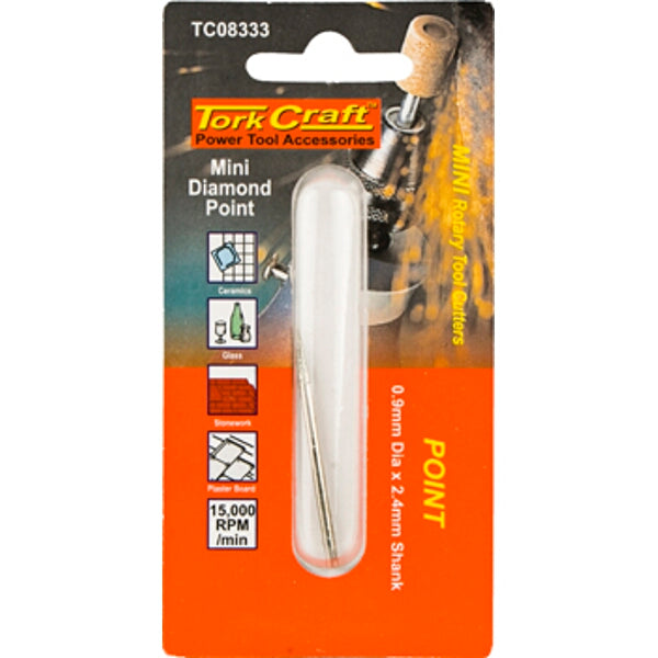 Tork Craft Mini Diamond Point 0.9mm Rotary Tool Bit - Engraving, Carving Glass, Ceramic. Shop Now!