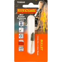 Tork Craft Mini Rubber Polishing Point - Bullet Shape Rotary Tool for Steel, Ceramics, Stone. Power Tool Accessory