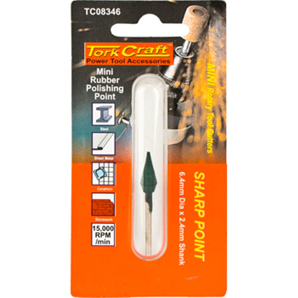 Tork Craft Mini Rubber Polishing Point Sharp Point 6.4mm for Metal, Ceramics, Stone Polishing