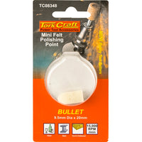Tork Craft Mini Felt Polishing Point Bullet - 9.5mm Dia x 20mm - Power Tool Accessory for Polishing Metals & Glass