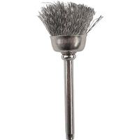 Mini Carbon Steel Wire Cup Brush - 12.7mm Diameter, 3.2mm Shank - Cleaning, Deburring, Rust Removal