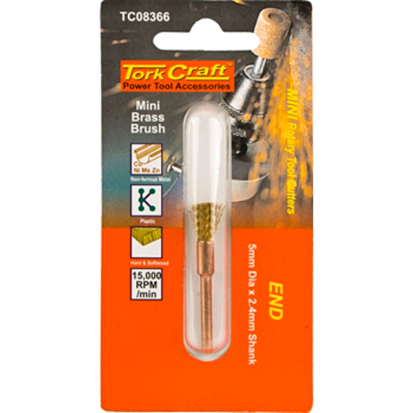 Tork Craft Mini Brass Brush for Rotary Tools: Cleaning & Deburring Soft Metals
