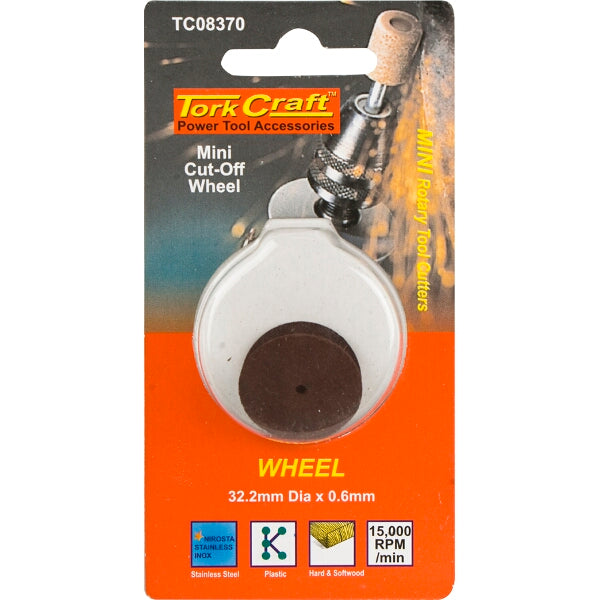 Tork Craft Mini Cut-Off Wheel: 32.2mm Power Tool Accessory for Cutting Metal, Wood & Plastic