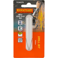 Tork Craft Mini HSS Drill Bit 0.8mm - Power Tool Accessory, Rotary Tool, Steel, Plastic, Wood, 15000 RPM.