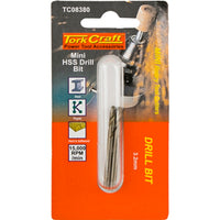 Tork Craft Mini HSS Drill Bit 3.2mm 2pc - Power Tool Accessories for Metal, Plastic, Wood. Small Drill Bits.