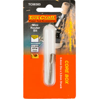 Tork Craft Mini Router Bit Core Box 6.4mm Rotary Tool Accessory 3.2mm Shank Woodworking