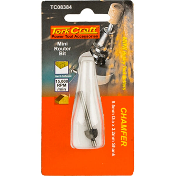 Tork Craft Mini Router Bit Chamfer 9.5mm Rotary Tool Attachment TC08384