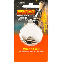 Tork Craft Mini Quick Change Collet Kit for Rotary Tools: 0.8mm, 1.6mm, 2.4mm, 3.2mm