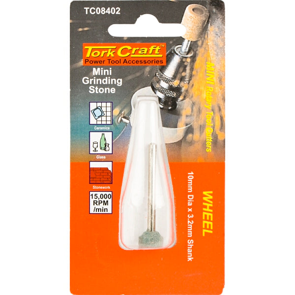 Tork Craft Mini Grinding Stone 10mm Wheel - Dremel Rotary Tool Accessory for Ceramics Glass Stonework