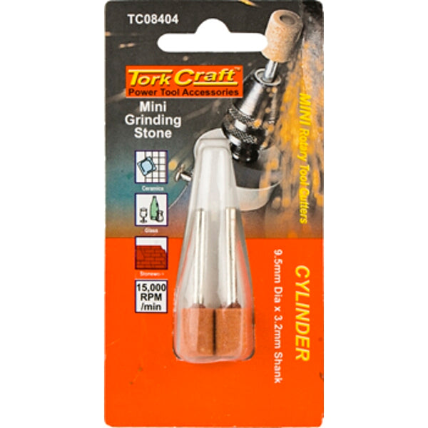 Tork Craft Mini Grinding Stone Cylinder 9.5mm for Ceramics, Glass, Stone Power Tool Accessory