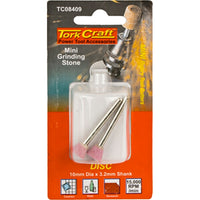Tork Craft Mini Grinding Stone Disc - 10mm x 3.2mm Shank - Rotary Tool Accessory for Ceramics, Glass, Stonework