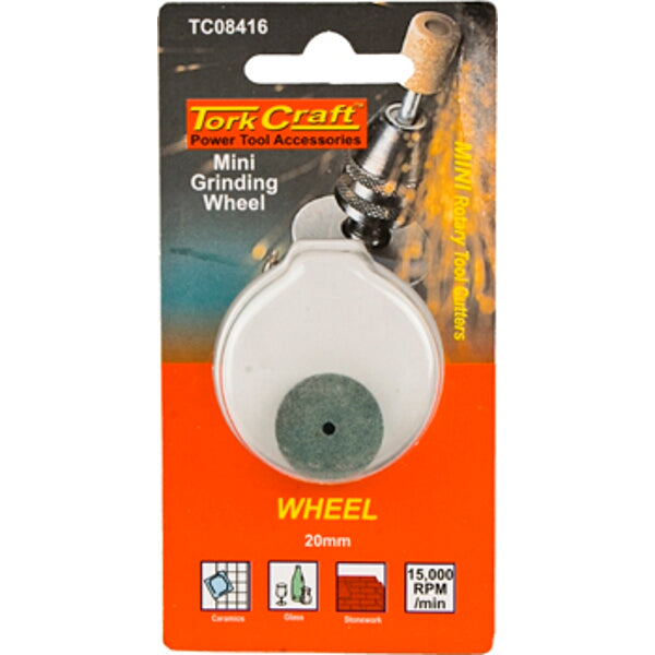Tork Craft Mini Grinding Wheel - 20mm Diameter - Power Tool Accessory for Ceramics, Glass, Stonework