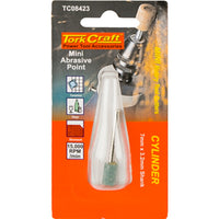 Tork Craft Mini Abrasive Point Cylinder - 7mm x 3.2mm Shank, Power Tool Accessory, Grinding, Stone, Ceramic, Glass
