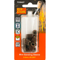 Tork Craft Mini Sanding Sleeves 6.4mm 60 Grit - Rotary Tool Sanding Drum for Woodworking and Rust Removal