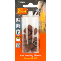 Tork Craft Mini Sanding Sleeves - 6.4mm 120 Grit - Rotary Tool Accessories for Wood, Plastic & Rubber Sanding