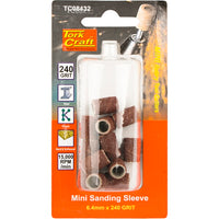 Tork Craft Mini Sanding Sleeve 6.4mm, 240 Grit - Rotary Tool Sanding Sleeves