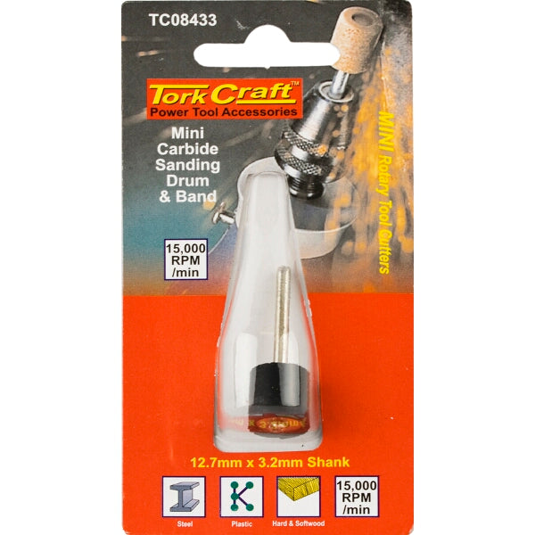 Tork Craft Mini Carbide Sanding Drum 12.7mm, Rotary Tool Accessory