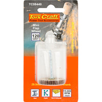 Tork Craft Mini Flap Wheel, 120 Grit - Rotary Grinding Wheel for Metal Polishing, Power Tool Accessory