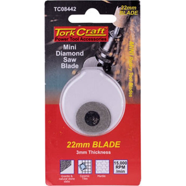 Tork Craft Mini Diamond Saw Blade 22mm - Power Tool Accessory for Cutting Stone, Ceramic & Marble