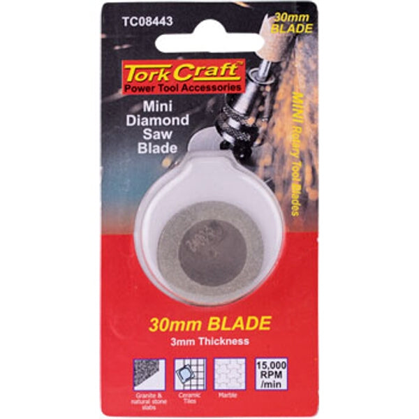 Tork Craft Mini Diamond Saw Blade 30mm - Cutting Granite, Ceramic, Marble