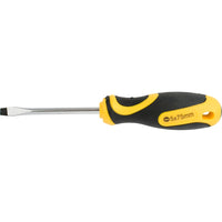Slotted Screwdriver 5x75mm, Yellow/Black Handle. Flathead screwdriver for DIY projects & repairs.