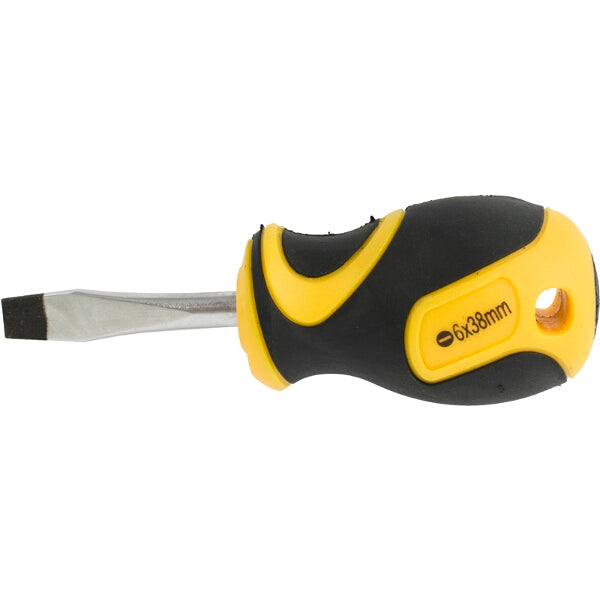 Slotted Screwdriver 6x38mm - Flathead Screwdriver with Black and Yellow Handle - Precision Screwdriver Tool