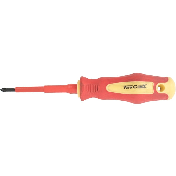 TorkCraft Insulated Phillips Head Screwdriver #1 x 80mm VDE Certified. Electrician Tool