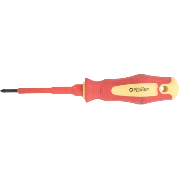 Insulated Pozidriv Screwdriver PZ0 x 75mm VDE Certified for Electrical Work