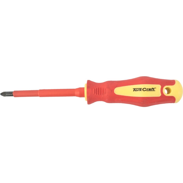 Insulated Pozidrive Screwdriver, VDE Certified, Size 2 x 100mm - Electrician's Tool for Safe Electrical Work