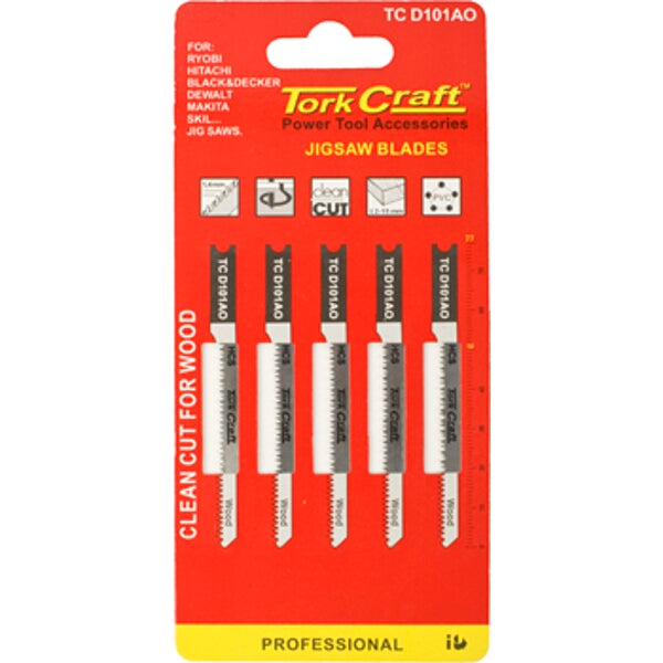 Tork Craft Jigsaw Blades D101AO - Wood Cutting Blades Compatible with Ryobi, Hitachi, B&D, Dewalt, Makita & Skil