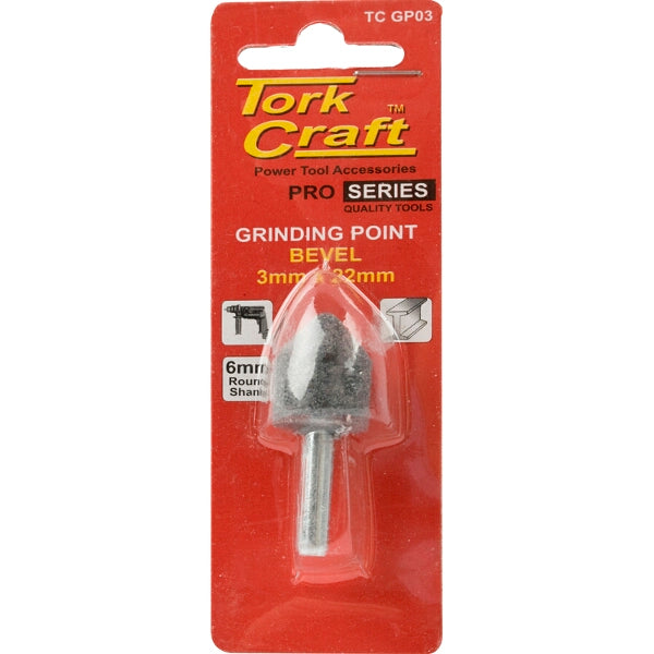 TorkCraft Grinding Point Bevel - 3mm x 22mm Power Tool Accessory for Deburring, Smoothing, and Shaping Metal