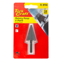 TorkCraft Rotary Rasp V-Point 24mm - Versatile Wood Carving & Grinding Tool