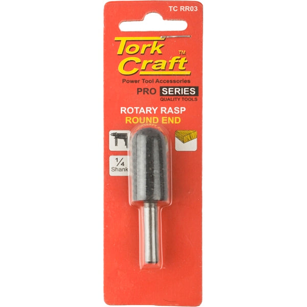 Tork Craft Rotary Rasp Round End - Wood Carving Drill Attachment - 1/4