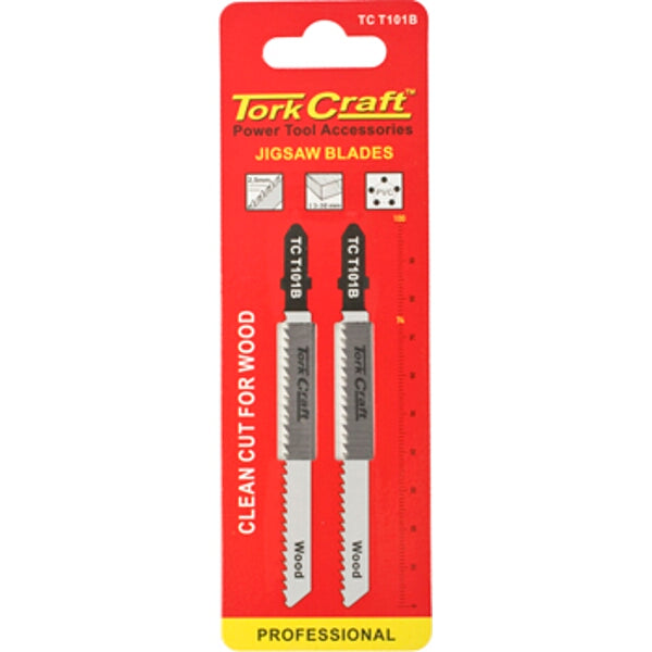 Tork Craft T101B Jigsaw Blades - Clean Cut for Wood, T-Shank, 2-Pack Professional Quality Wood Cutting Blade