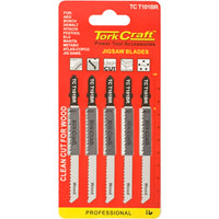 Tork Craft Jigsaw Blades TC T101BR: T-Shank Wood Cutting Blades, 5-Piece Set