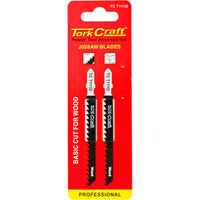Tork Craft TC T111D Jigsaw Blades for Wood - T-Shank, 6TPI, 100mm - Basic Wood Cutting Blades
