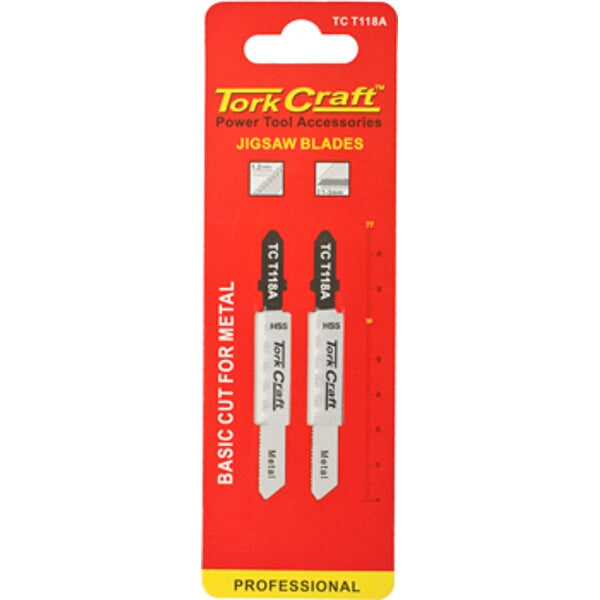 Tork Craft T118A Jigsaw Blades for Metal Cutting | 2-Pack High-Speed Steel Blades