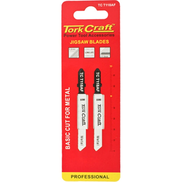 TorkCraft TC T118AF Jigsaw Blades for Metal Cutting | T-Shank, Long Life | Metal Jigsaw Blade, Metal Cutting Blade