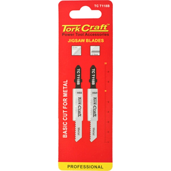 Tork Craft T118B Jigsaw Blades - Metal Cutting, 2-Piece Pack - High Speed Steel (HSS) - Professional Power Tool Accessories